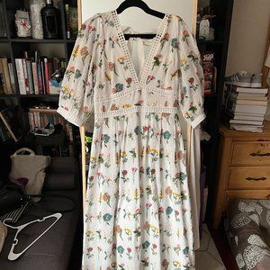 Anthropologie Carla Embroidered Floral Maxi Dress Size 10 NWOT